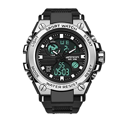 KXAITO Men's Watches Sports Outdoor Waterproof Military Watch Date Multi Function Tactics LED Alarm Stopwatch - color: 26_Silver