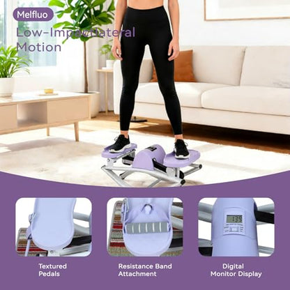 Rock Stepper with Resistance Bands - Ultra-Quiet Hydraulic Lateral Stepper, Fully Assembled Side to Side Step Rocker for Home Office, 250LBS Capacity - color: Purple