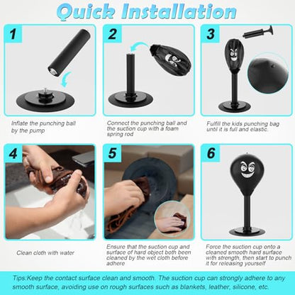 HZG Desktop Punching Bag, Stress Buster with Suction Cup for Office Table and Counters, Heavy Duty Stress Relief Ball, Desk Boxing Punch Ball, Funny Toys for Kids Coworkers and Friends - color: black