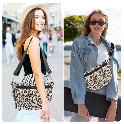 Quilted Puffer Belt Bag Puffy Sling Bag Fanny Pack Puffer Crossbody Bags Chest Belt Bum Waist Bag Purse Shoulder Bag for Women Gift - color: LEOPARD
