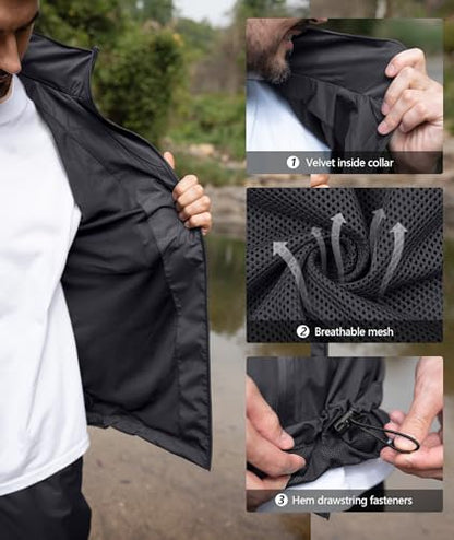 Men Women Rain Suits Waterproof Rain Gear Jacket and Pants for Golf Fishing - color: Grey, size: X-Large