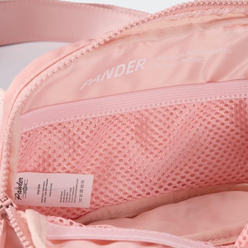 Pander Nylon Fanny Pack for Women, Two-Way Zipper Crossbody Bag - color: Mono Pink