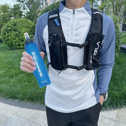 TRIWONDER Running Water Bottle Handheld Plastic Flask Hydration Vest Packs Waist Belt Replacement for Runners Marathon Cycling Hiking - color: 03 Soft Flasks - Blue - 350ml/11.83oz - 2 Packs