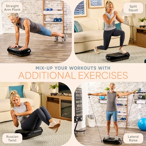 Lifepro Waver Mini Vibration Plate Exercise Machine with Resistance Bands - color: Black