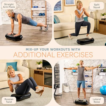 Lifepro Waver Mini Vibration Plate Exercise Machine with Resistance Bands - color: Black