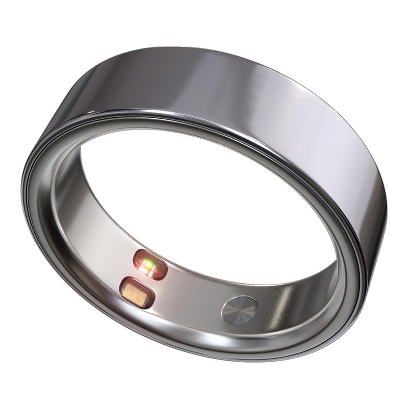 Smart Ring Health Tracker 5ATM Waterproof Sport Ring Exclusive Vibration Alerts Titanium Blood Oxygen/Sleep/Emotional Management Women Cycle Prediction Compatible with iOS/Android Frost Silver 6.5 - color: Frost Silver, size: 6.5