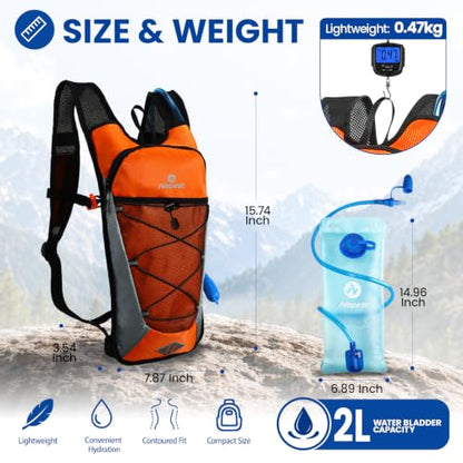 Nepest Hydration Backpack with 2L Water Bladder Water Back Pack - color: Orange
