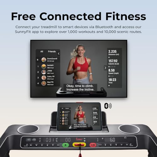 Sunny Health & Fitness Fully Assembled Auto Incline Treadmill for Home Gym