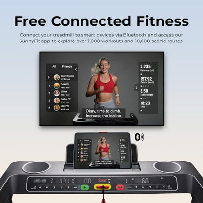 Sunny Health & Fitness Fully Assembled Auto Incline Treadmill for Home Gym