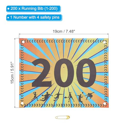 PATIKIL Tearproof Running Bib Numbers, Wheat Ears Waterproof Race Competitor Numbers with Safety Pin for Marathon Sports Game Competition Runner - style: 1-200
