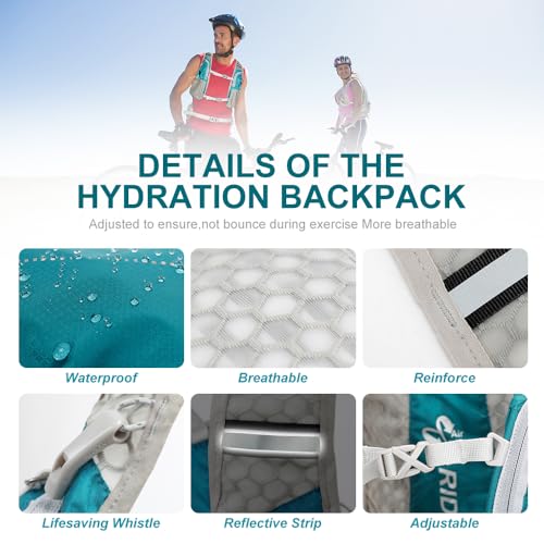 INOXTO Hydration Pack Backpack ，Water Backpack with 2L Leakproof Water Bladder, Running Hydration Vest for Man, Daypack for Cycling Motocross Climbing Trail Running - color: inoxto-593-BLUE