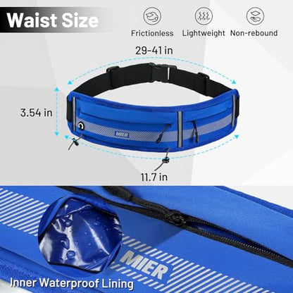 MIER Running Belt for Women & Men, Fanny Pack with Marathon Bib Clip, Navy - color: Navy