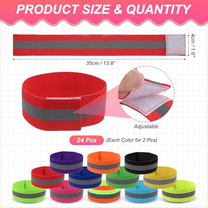 PATIKIL 24pcs Reflective High Visibility Reflector Bands Multicolor