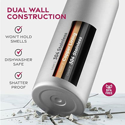 FineDine Insulated Water Bottle with Straw, 25 Oz, Modern Lava Gray - color: Modern Lava Gray, size: 25 Ounces