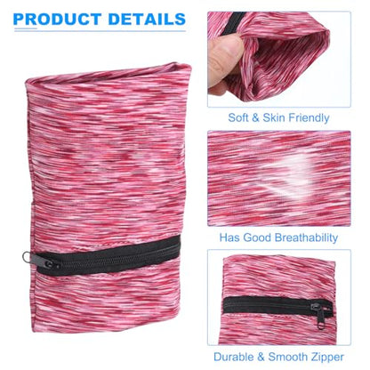 PATIKIL Wrist Pouch Wrist Wallet Sports Wristband Wallet with Zipper Pocket for Running Jogging Hiking Cycling Yoga - color: Rose Red