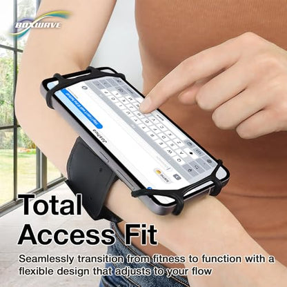 BoxWave Holster Compatible with Samsung Galaxy S26 Ultra - ActiveStretch Sport Armband, Adjustable Armband for Workout and Running - Jet Black