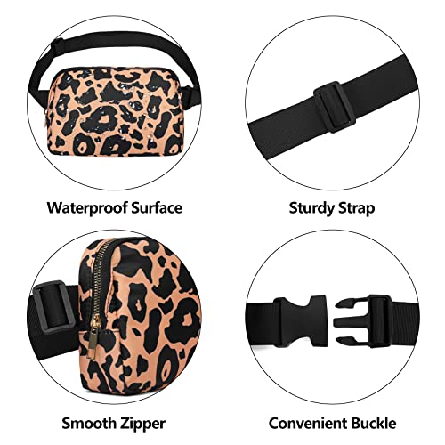 VOROLO Fanny Pack For Women And Men Crossbody Bag Belt Bag Leopard Yellow - color: Leopard Yellow with rope