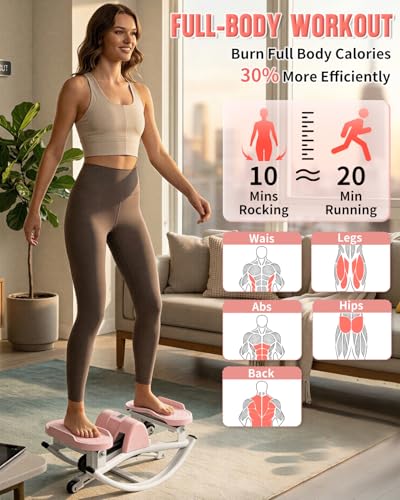 Rocking Stepper for Exercise at Home, 3D Motion Stair Stepper with Resistance Bands & Digital Display, Side to Side Low-Impact Balance Board, 330 LBS Capacity Full Body Workout Exercise Equipment