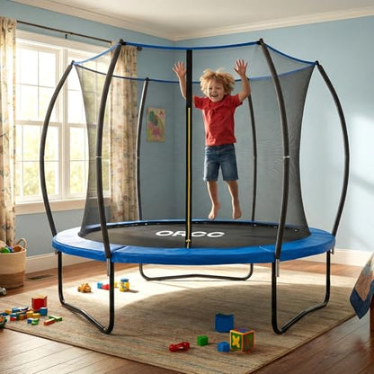 ORCC Kids Trampoline Outdoor 8FT 10FT 12FT 14FT 15FT 16FT with Enclosure, Non-Slip Ladder & Anti-Rust Coated Frame, 1200LBS Weight Capacity Recreational Backyard Large Trampoline for Kids & Adults - size: 8FT