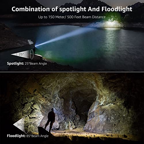 Lepro Rechargeable LED Headlamp Bright Waterproof Headlight 2 Pack - Black - color: Black