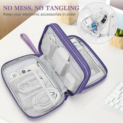 FYY Electronic Organizer, Travel Tech Pouch Bag, Large, Dark Purple - color: Dark Purple, size: 9.1 x 5.9 x 3.15 inches