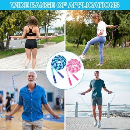2 Pack Jump Rope for Kids, Adjustable Tangle-Free Soft Beaded Skipping Rope, Segmented Soft Beaded Skipping Rope, 9.2 FT Segmented Jumping Rope, Fitness Workout Exercise for Kids, Man, and Women