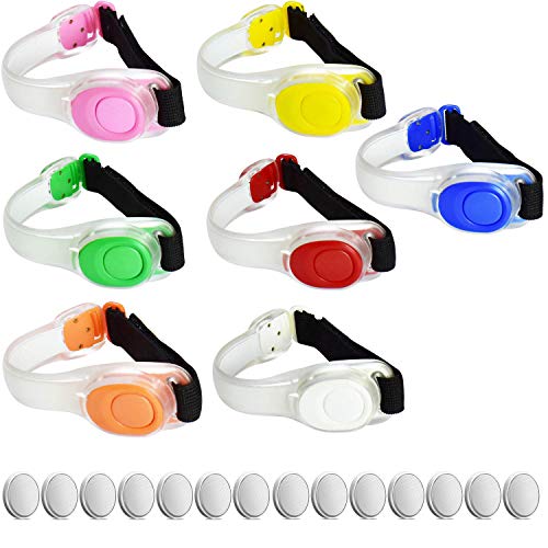 Premium LED Light Up Armband, Reflective Adjustable Wearable Silicone Running Belt Strap/Waterproof Glow in The Dark for Running Jogging Walking Cycling Concert Camping Outdoor Sports - color: 7 Pack - Colorful