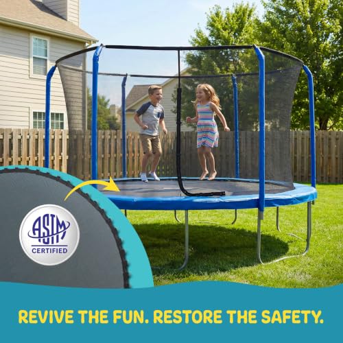 Machrus Upper Bounce Trampoline Replacement Mat, Ultra Durable PP with High Elasticity, Water Resistant - size: 15 ft, style: 96 V-Rings for 7" Springs