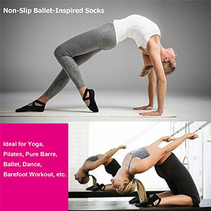 Ozaiic Pilates Socks for Women Non Slip Grip Yoga Barefoot Indoor Workout - color: Black 1p