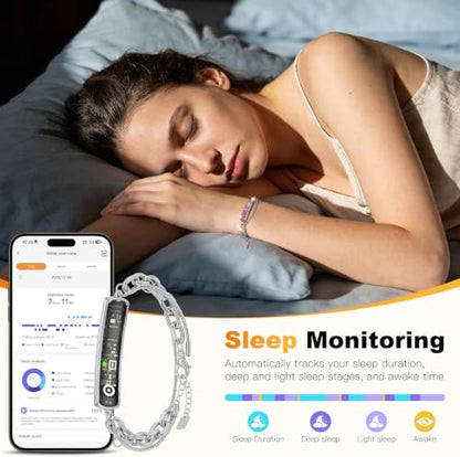 Smart Bracelet for Women – Fitness Tracker with Heart Rate, Sleep & Step Tracking, 1ATM Water Resistant, Multi-Sport Modes, Fitness Tracking Wearable with Free App, 3 Bands(Pink&Silver) - color: Pink&Silver