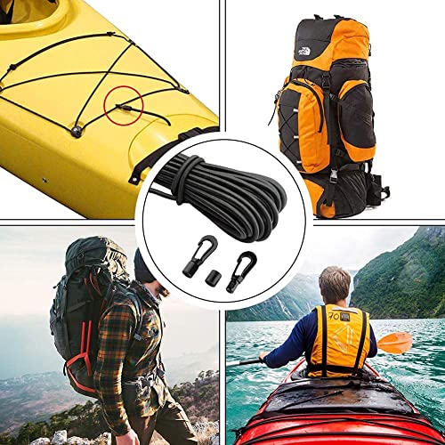 1/4" Elastic Bungee Cord Kayak Stretch String Shock Rope(19.7ft) - size: 8 Hook & 19.70 Ft Cord