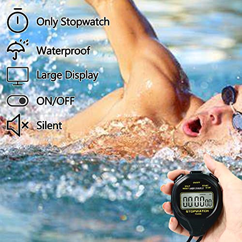 Stopwatch Sports Timer, Digital Stop-Watch - style: 1Lap waterproof Yellow