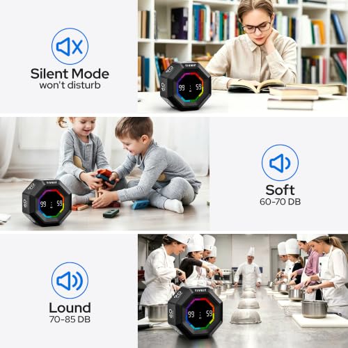 Visual Timer for Kids Kitchen Timer Pomodoro Magnetic Visual Countdown - color: Black