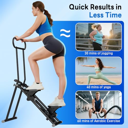 ERGOLIFE Stair Stepper for Home Gym, Stair Climber Workout Machine with Upgraded 6-Level Adjustable Resistance, Foldable Vertical Full Body Cardio Equipment, Non-Slip Pedals, Quiet 350 LBS Capacity - color: Black