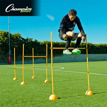 Champion Sports Agility Training Pole & Hurdle Sets – Speed, Footwork & Coordination Drills, Indoor/Outdoor PVC Poles - style: Agility Pole Hurdle Set