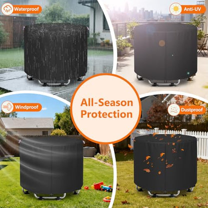 Kids Trampoline Cover 55-60 Inch Round – Heavy Duty 600D Waterproof Outdoor Trampoline Cover, UV Resistant & Windproof, All-Weather Protection for Children's Round Trampolines - size: 62IN