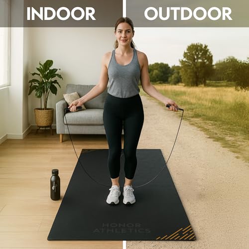 Honor Athletics Premium Jump Rope Mat – 1/4" Thick High-Density Rubber | Non-Slip Surface for Indoor/Outdoor Use | Durable & Odor-Free Skipping Mat - size: Standard - 36" x 48"