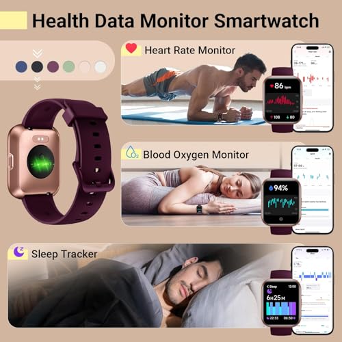 Smart Watches for Women, Smart Watch for Android Phones & iPhone, Fitness Watches for Women with Alexa, Call & Notification Alerts, Tracks Heart Rate/Sleep Smartwatches (Dark Purlple, 1.8 inches) - color: Rose Purple