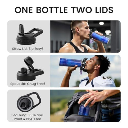 RAYMYLO Insulated Water Bottle 40 oz, Triple Wall Vacuum Stainless Steel - color: Aurora Purple, size: 40 Ounces