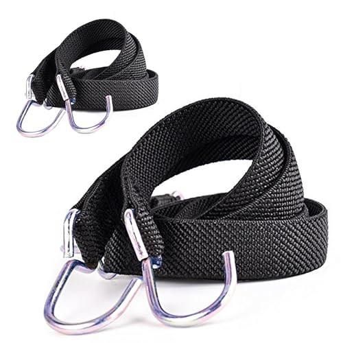 Marcobrothers 48 Inch Bungee Cord Black, Flat Heavy Duty Bungee Cord with Hook,Bungee stape (48 inch Black X 2) - size: 48 inch X 2 Black
