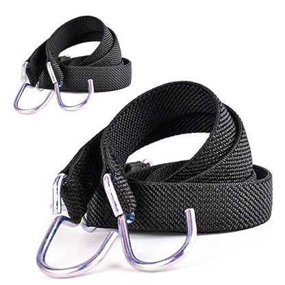 Marcobrothers 48 Inch Bungee Cord Black, Flat Heavy Duty Bungee Cord with Hook,Bungee stape (48 inch Black X 2) - size: 48 inch X 2 Black