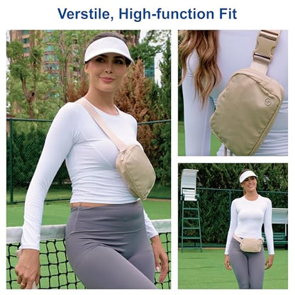 Pander Nylon Fanny Pack for Women, Two-Way Zipper Crossbody Bag - color: Grey Sage