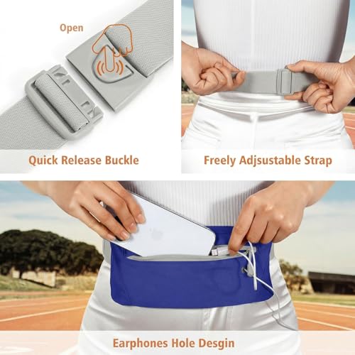 WHIPPY Slim Running Belt Fanny Pack for Women Men Elastic Runners Belt Waist Pouch Chest Bag Phone Holder Waist Pack for Running Hiking - color: 8-Dark Blue