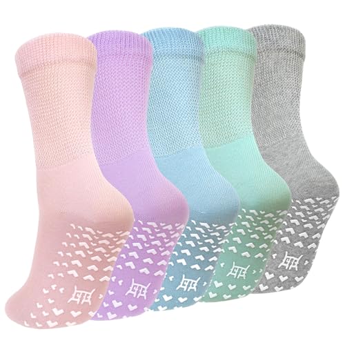 CaiDieNu Non Slip Socks for Women: Non Skid Grip Socks for Elderly Hospital - color: Multicolor-6, size: 6-9