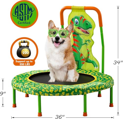 No-Gap 36" Mini Trampoline Toddler Trampoline with Handle for Kids, 36 inch Indoor Garden Small Kid Trampoline Baby Trampolines with Super Safe Cover for Toddlers Ages 2 to 5 - color: Green
