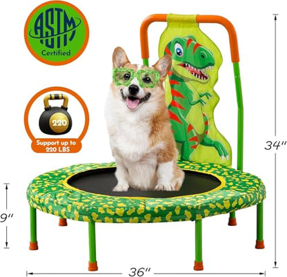 No-Gap 36" Mini Trampoline Toddler Trampoline with Handle for Kids, 36 inch Indoor Garden Small Kid Trampoline Baby Trampolines with Super Safe Cover for Toddlers Ages 2 to 5 - color: Green