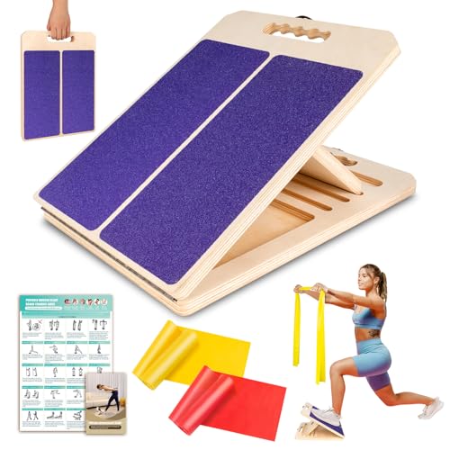 Calf Stretch Slant Board with Resistance Band, 300lb Portable Incline Board