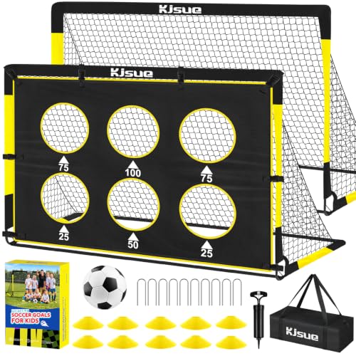 Kids Soccer Goals for Backyard Set - 2 Soccer Goal Net Training Equipment - color: 1-Black Yellow