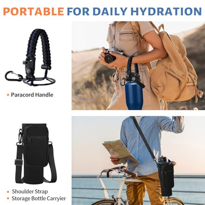 40 oz Vacuum Insulated Water Bottle, Fits Car Cup Holder – Leak Proof Mug - color: Navy Blue, size: 40 Ounces