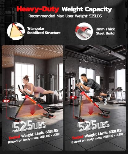 Ab Machine for Home, 2-in-1 Adjustable Ab Rowing Machine, Foldable